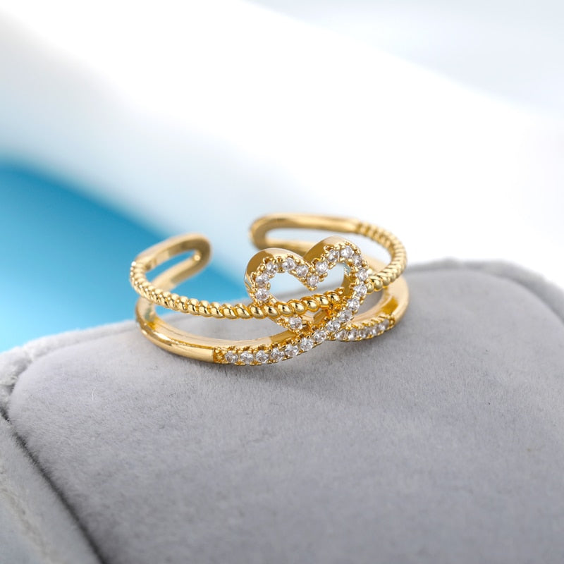 Luxury Fashion Jewelry Heart Rings for Women