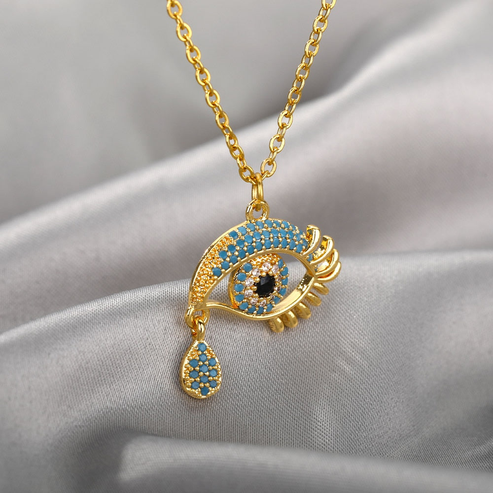 Cubic Zirconia Evil Eye Necklaces For Women