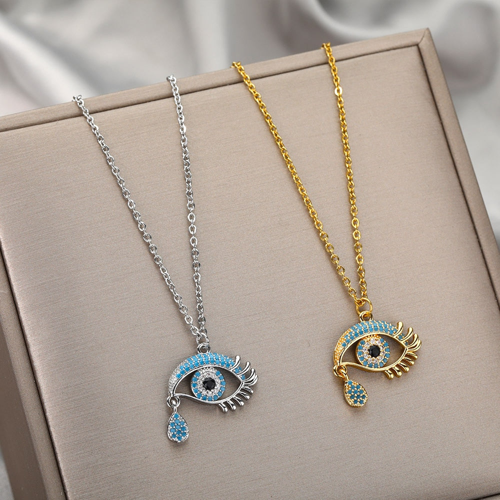 Cubic Zirconia Evil Eye Necklaces For Women