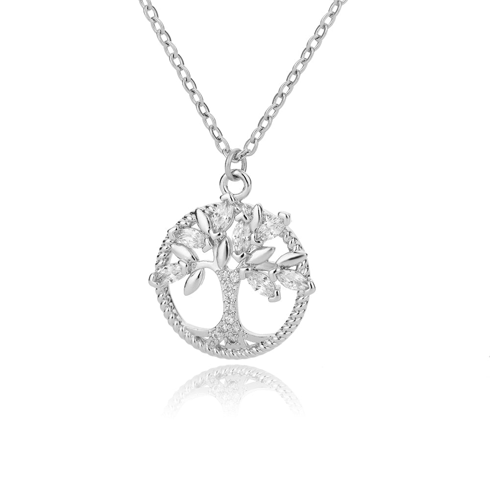 Shiny Crystal Tree of Life Necklaces For Women