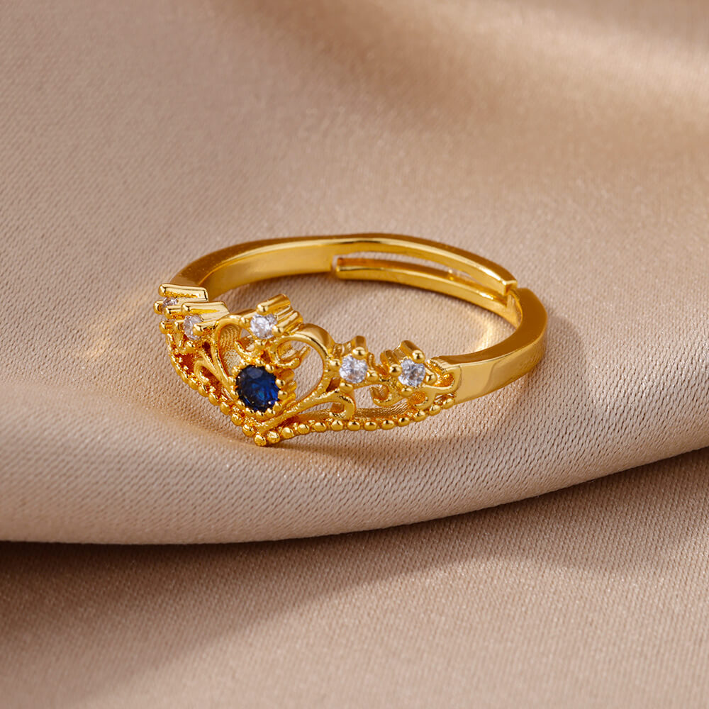 Luxury Blue Zircon Crown Ring