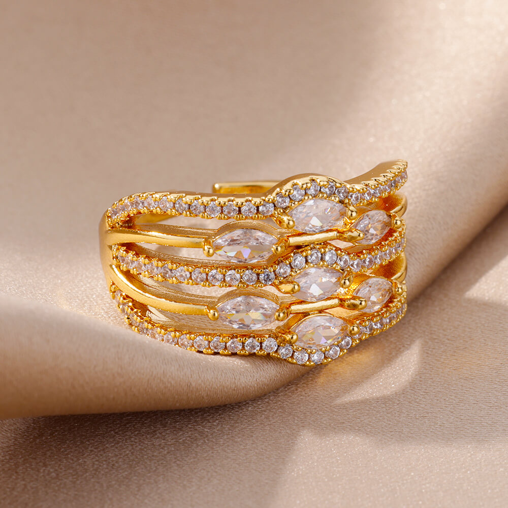 Zircon Three Gold Layers Luxury Ring