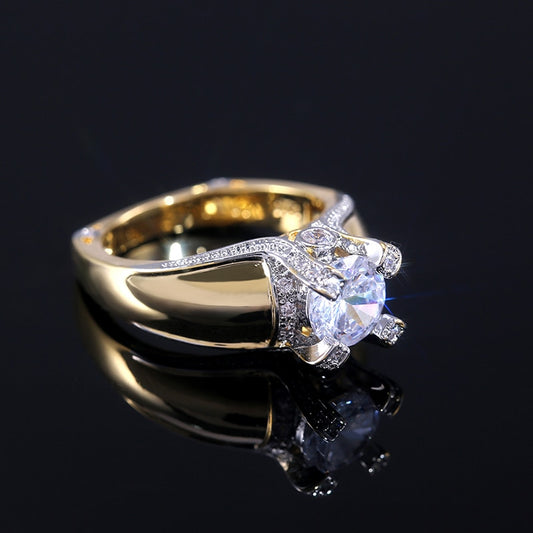 New Creative Exquisite-Ring Classic Solitaire Cubic Zirconia Stone Gold Color Women