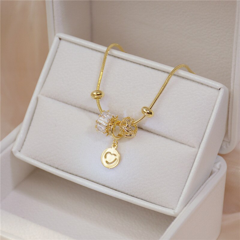 Gold Chain Luxury Zirconia Bead Bracelet For Woman