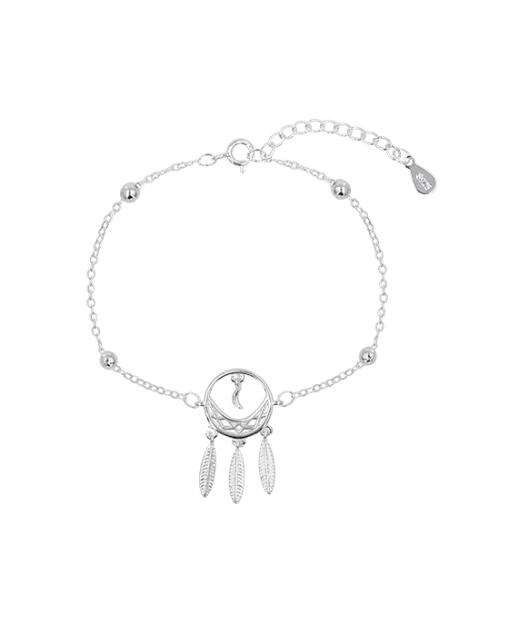 Silver Tassel Feather Charm Bracelet 925 Sterling For Women
