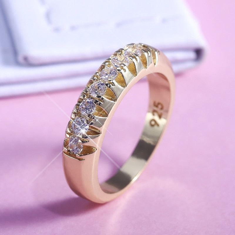Luxury Noble Style Golden Ring With Tiny Cubic Zircon Stone