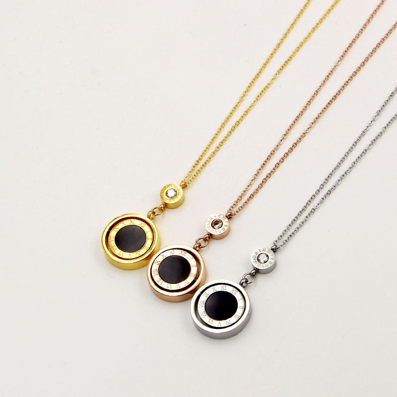 Double Circle Roman Numeral Necklace For Women