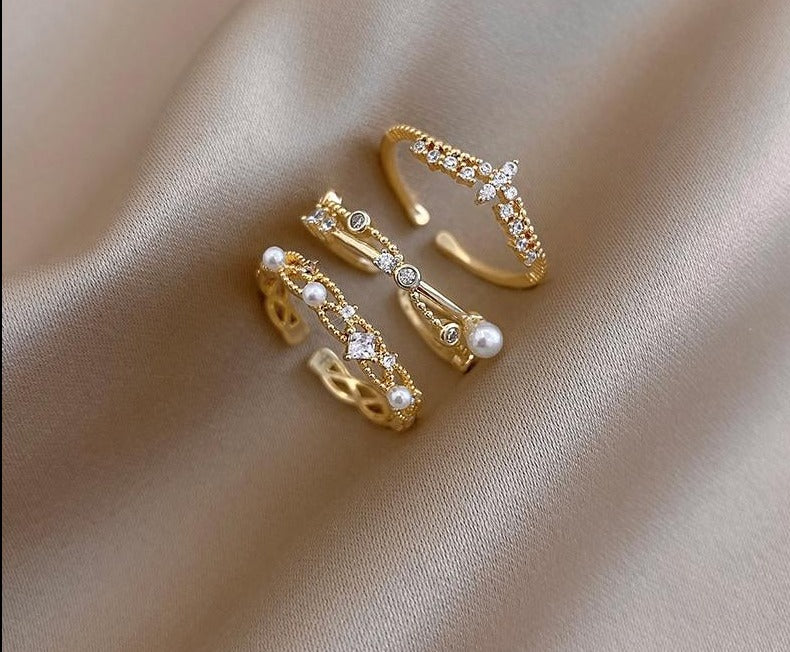 New Elegant Temperament Gold Zircon Ring For Women