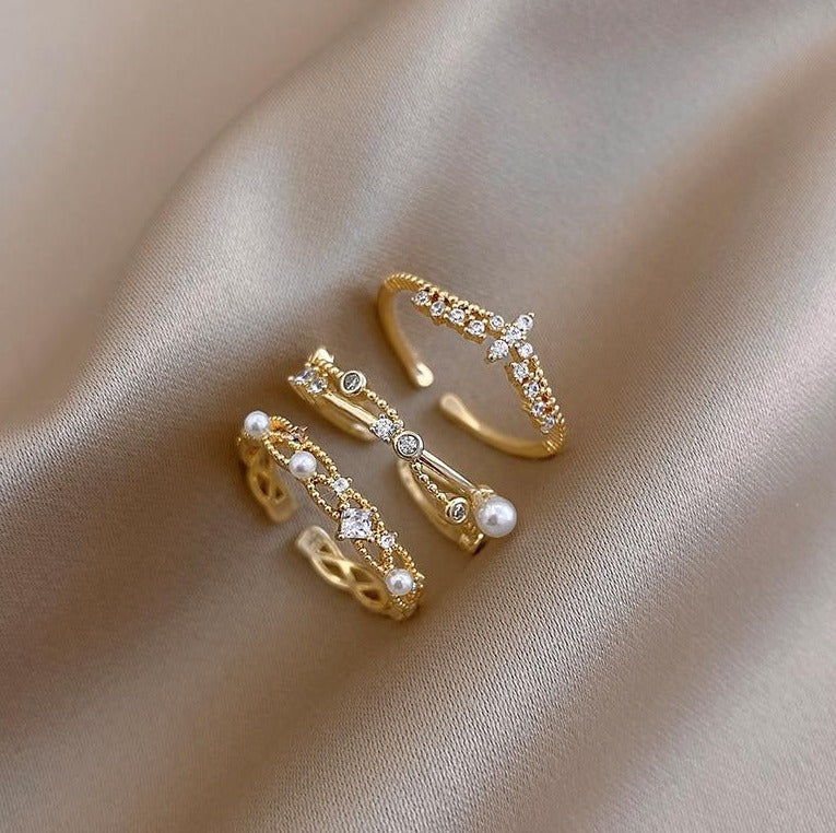New Elegant Temperament Gold Zircon Ring For Women