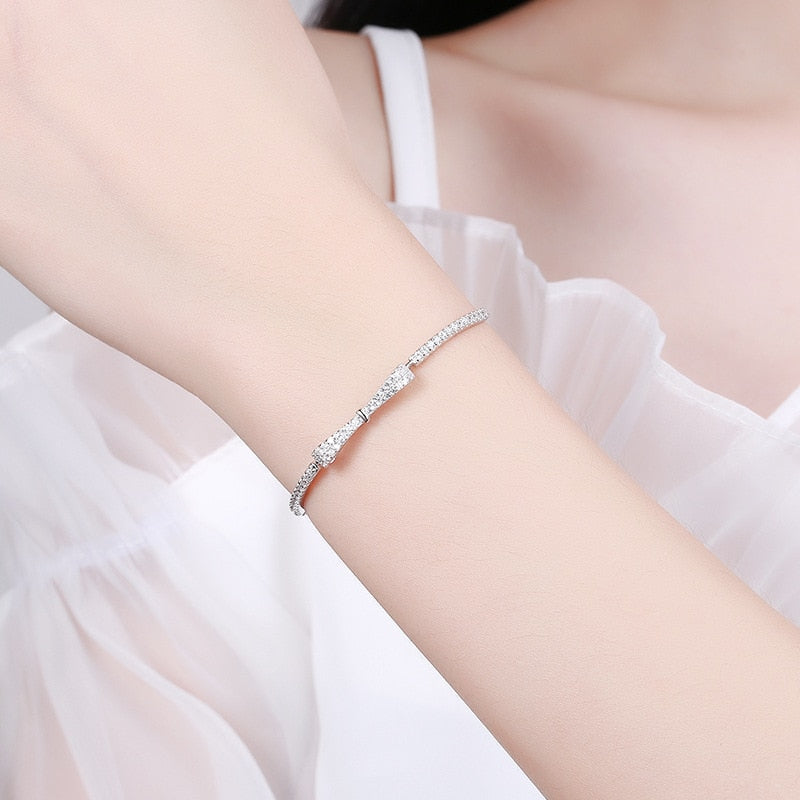 Silver Crystal Charm Bracelet 925 Sterling For Women