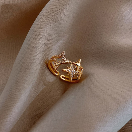 New luxury zircon star Open Ring For Women