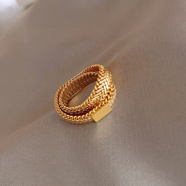 Gold Snake Bone Chain Double Layer Rings For Women New Style