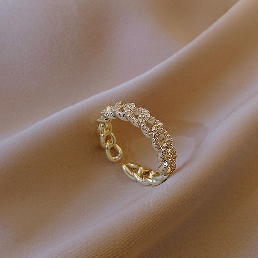 New Open Ring Luxury Zircon Twist Design Gold & Silver For Women