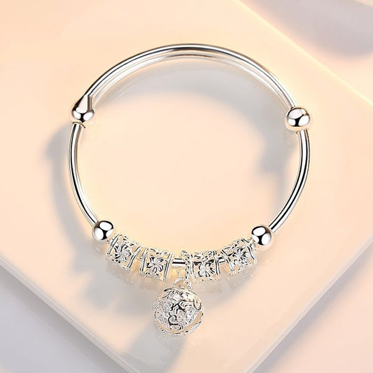 925 Sterling Silver Adjustable Size Charm Bracelet For Women