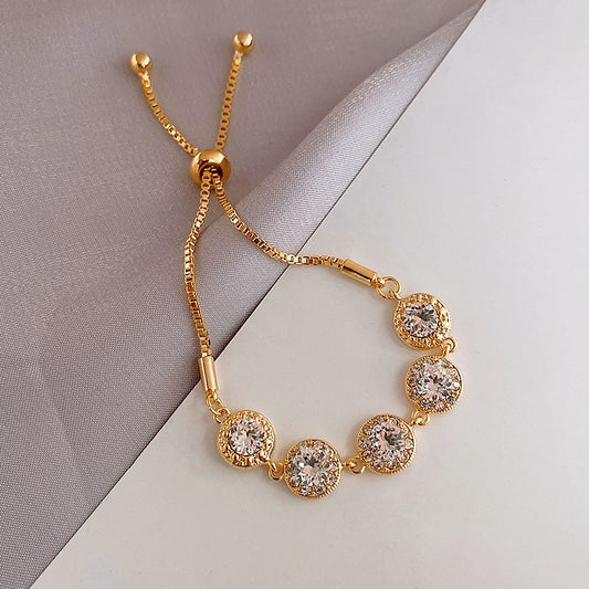 Jewelry Retro Color Round Crystal Bracelet Elegant Women's Stretchable
