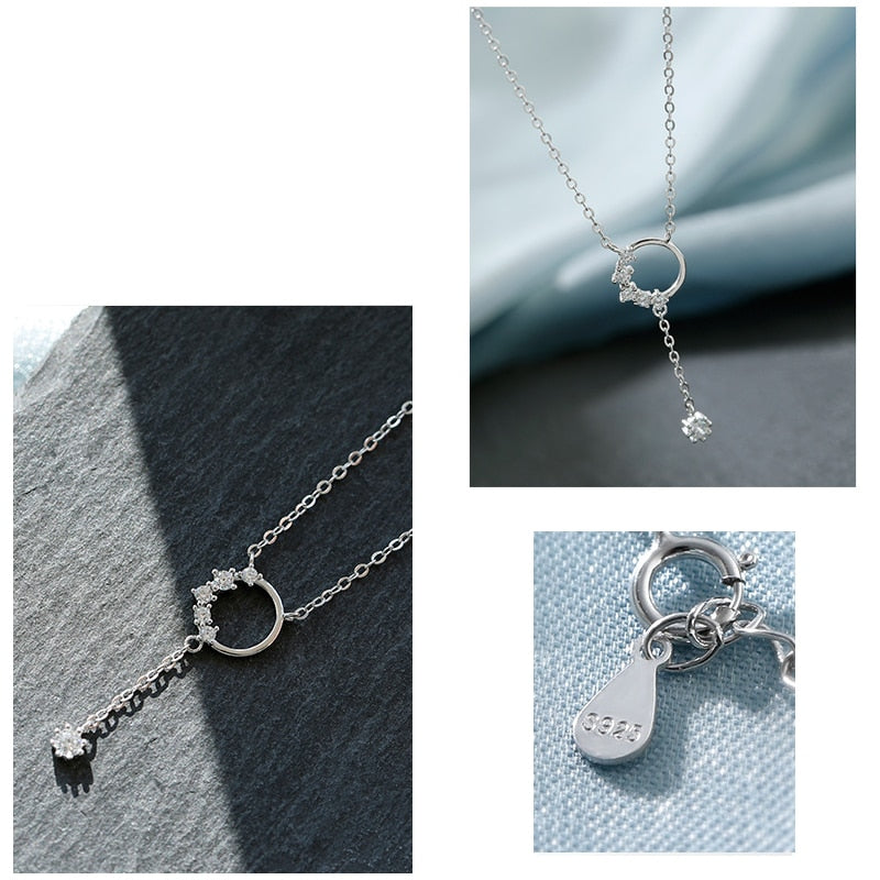 925 Sterling Silver Necklace AAA CZ Mosaic Zircon For Women