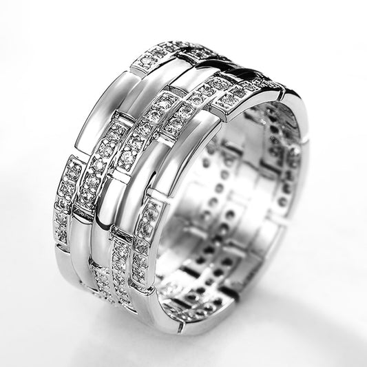 New Luxury Silver Color Finger Rings Shiny Fashion Jewelry