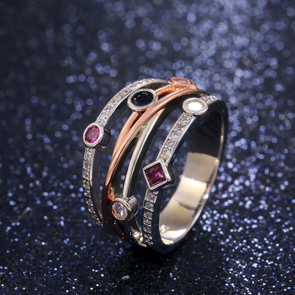 Shine Stone Fashion Cross Ring Jewelry CZ Stone