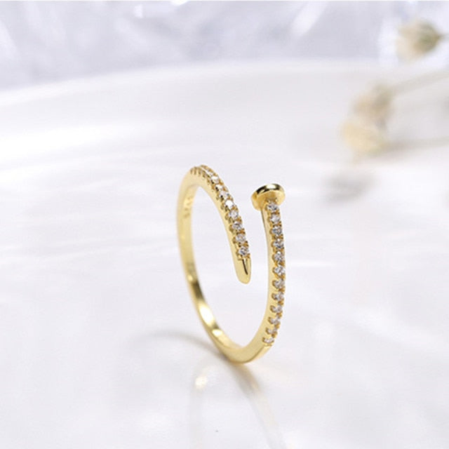 14k Real Gold Plated Fashion Jewelry Lace Micro-inlaid Zircon Open Double Layer Rings for Woman Shine Party Daily Elegant Ring