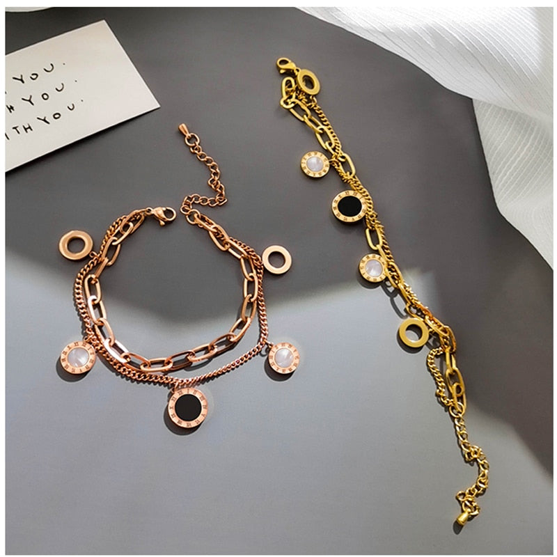 Luxury Jewelry Rose Gold Stainless Steel Bracelets For Women