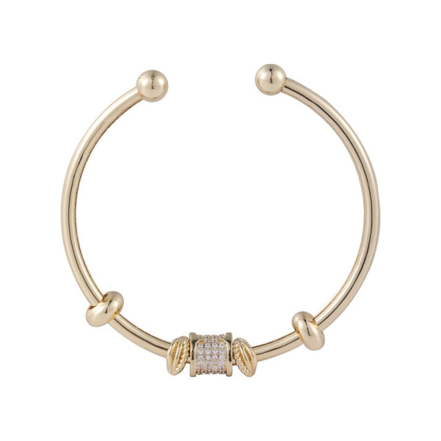 Elegant Shiny Stone Brass Gold Bracelet For Women