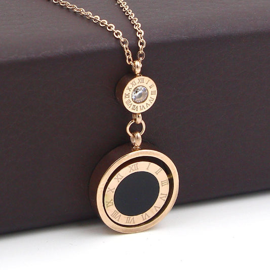Double Circle Roman Numeral Necklace For Women